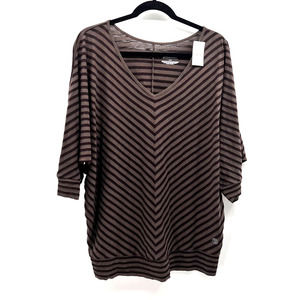 Lane Bryant Striped Dolman Sleeve Blouse V Neck NWT Women's 14 /16